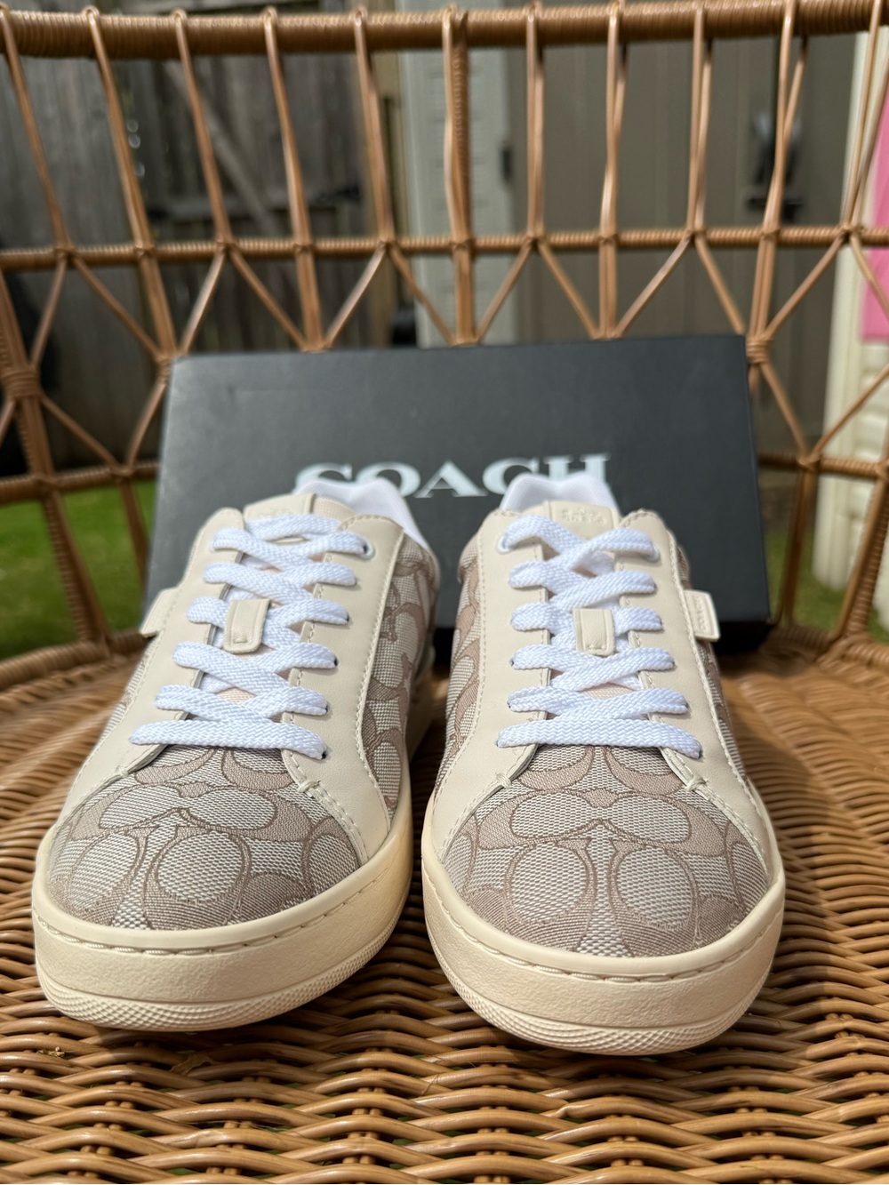Coach Beige and Cream Signature Low-Top Sneakers - Picture 10 of 13